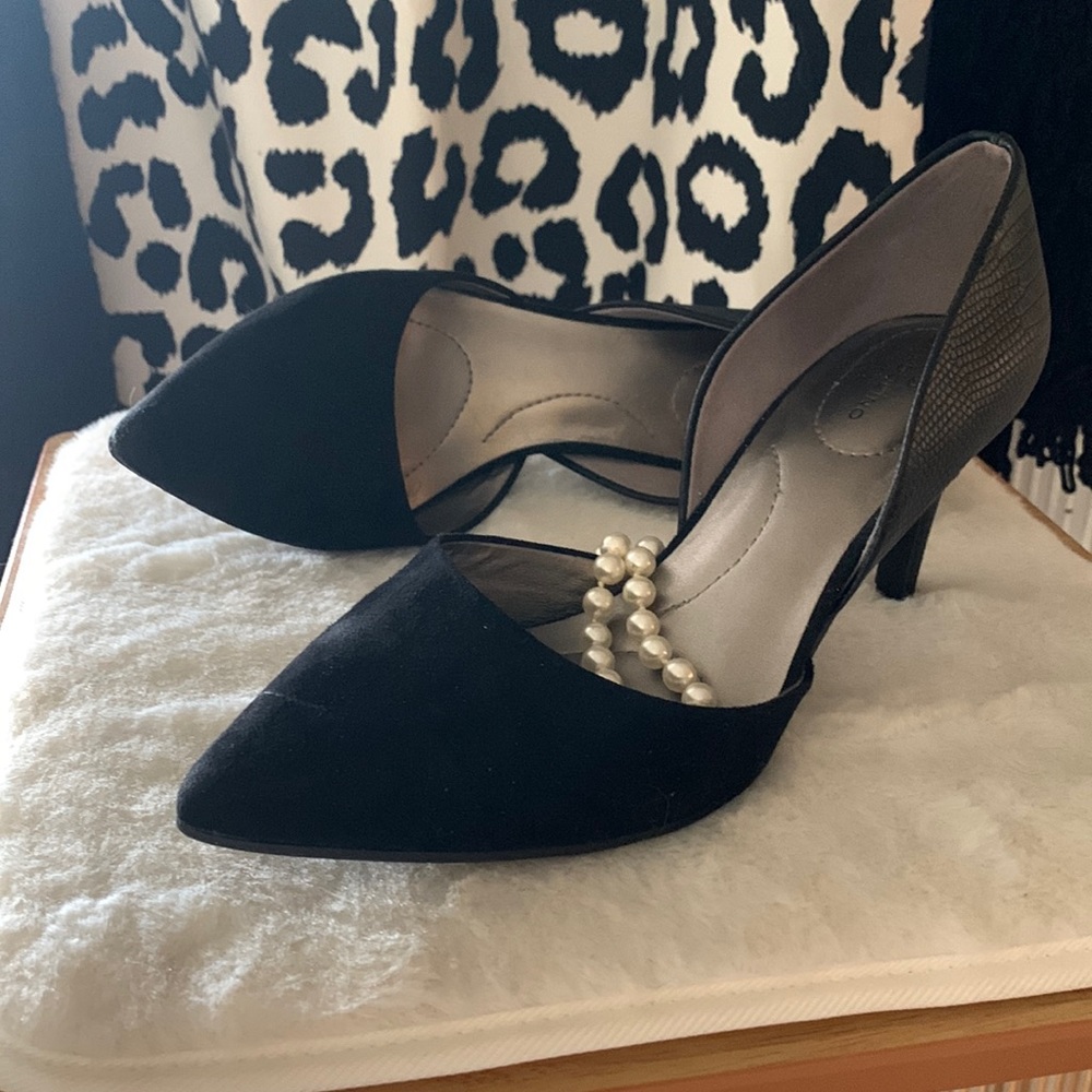 Multi- media Black Heels